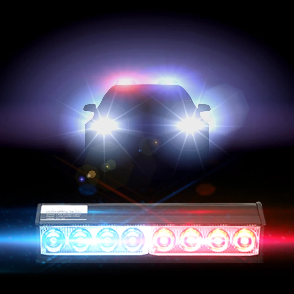 3 Režīmā 12V Automašīnas 8 LED Strobe Gaismas Flasher Dash Mirgo Avārijas Brīdinājuma Gaismas, Vējstikla bākugunis Flasher Attēls 2