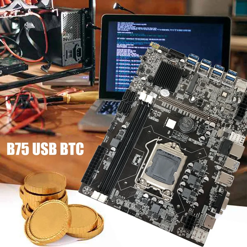 B75 8USB ETH Ieguves Mātesplati 8XUSB+G2120 PROCESORU, LGA1155 DDR3 MSATA USB3.0 B75 USB BTC Miner Mātesplati Attēls 3