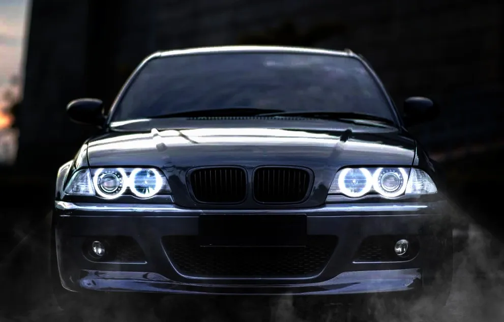 CCFL Angel Eyes Komplekts Silti Balta Halo Gredzenu 131mm*4 BMW E36 E38 E39 E46 (Ar Oriģinālo Projektoru) Attēls 2