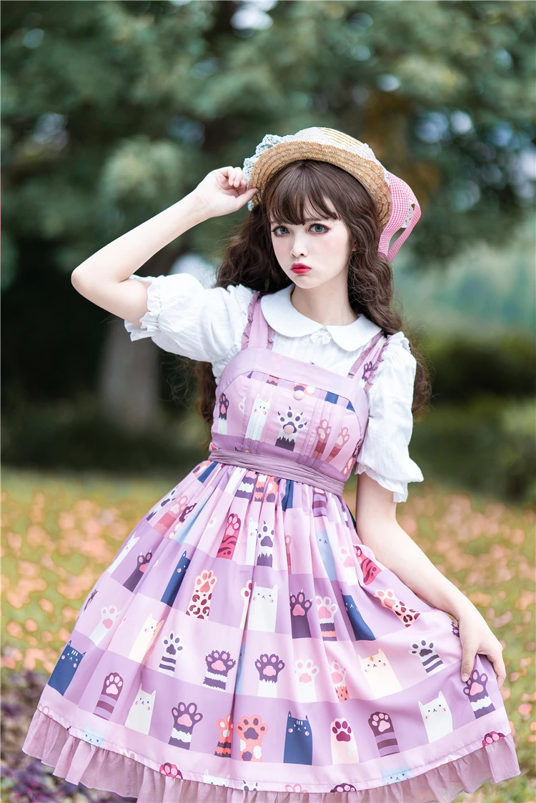 dienas salds Japāņu kawaii meitene lolita kleita mežģīņu bowknot augsta vidukļa gudrs drukāšanas kawaii kleita loli cosplay gothic lolita jsk Attēls 3