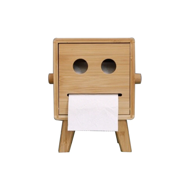 Gudrs Izsmalcinātu robotu smiley sejas audu kastes Radošo mājas Bambusa roll papīra uzglabāšanas kastes Attēls 4