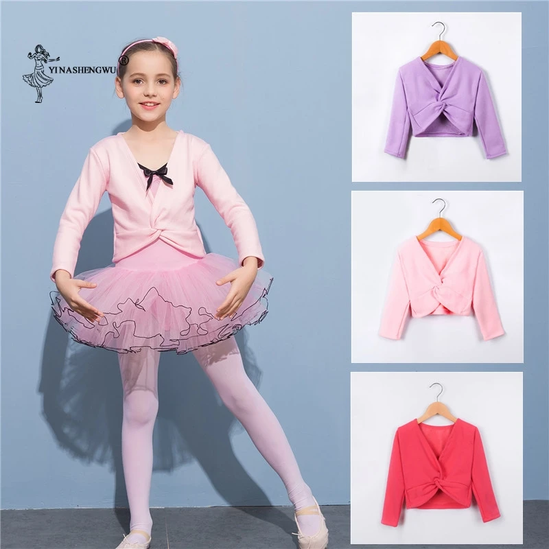 Modes Meitene Baleta Vingrošanas Leotard Jaka Long Piedurknēm Deju Džemperis Top Coat Bērnu Deju Apģērbu Jaka Wrap Balets Attēls 0
