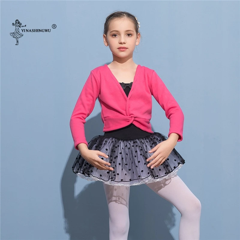 Modes Meitene Baleta Vingrošanas Leotard Jaka Long Piedurknēm Deju Džemperis Top Coat Bērnu Deju Apģērbu Jaka Wrap Balets Attēls 1