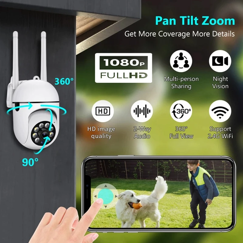 MOOL 1080P Dual Band Wireless WIFI Pilnu Krāsu PTZ IP Kameru 360 Grādu Āra Nakts Redzamības Novērošanas Drošības Dome Kamera Attēls 3