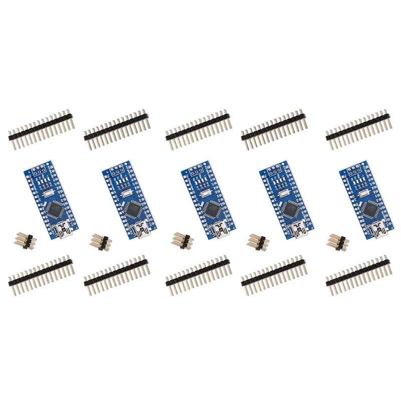 Par Arduino Pro Mini Nano V3.0 Atmega328p 5V 16M Mikrokontrolleru Komplekts Bez USB Kabelis Arduino Nano V3.0 (5gab) Attēls 0