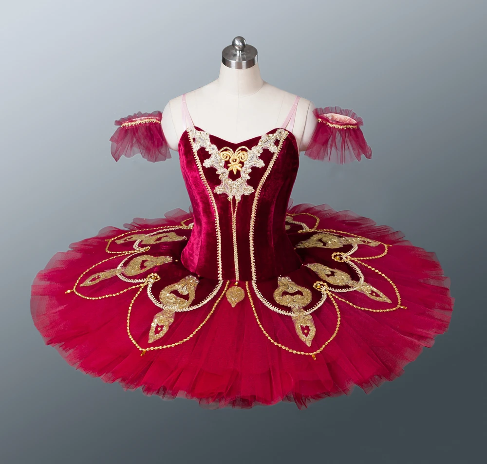 Profesionālās Meitenes Baleta Dejas Valkāt Tērpu, Samta Klasiskā Sarkanā Baleta Tutu Attēls 0