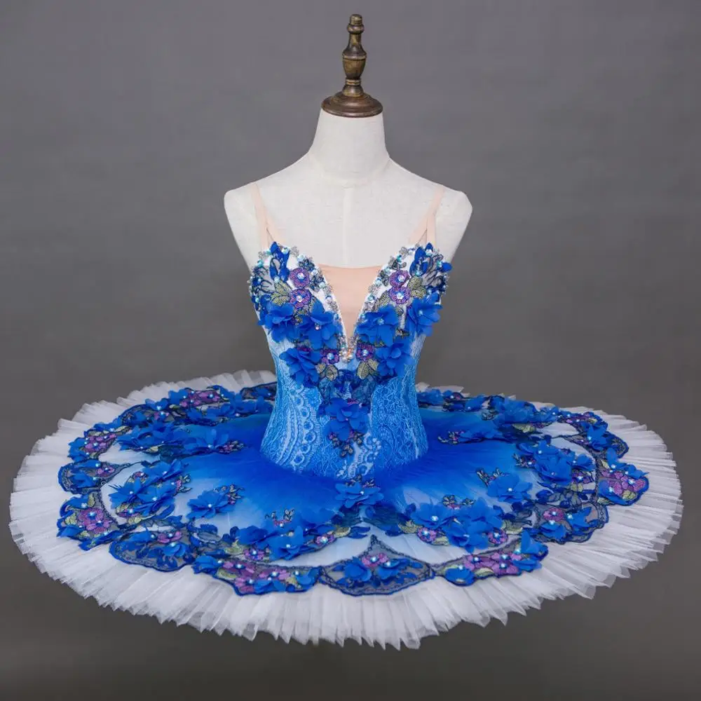 Zila Baleta Tutu Mežģīņu Svārki Sleeping Beauty Skatuves Tērpiem Profesionālās Darbības Zilais Putns Pankūku Tutus Florida Dancewear Attēls 0