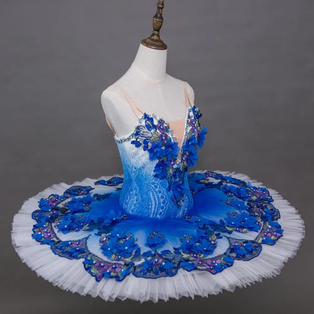 Zila Baleta Tutu Mežģīņu Svārki Sleeping Beauty Skatuves Tērpiem Profesionālās Darbības Zilais Putns Pankūku Tutus Florida Dancewear Attēls 1