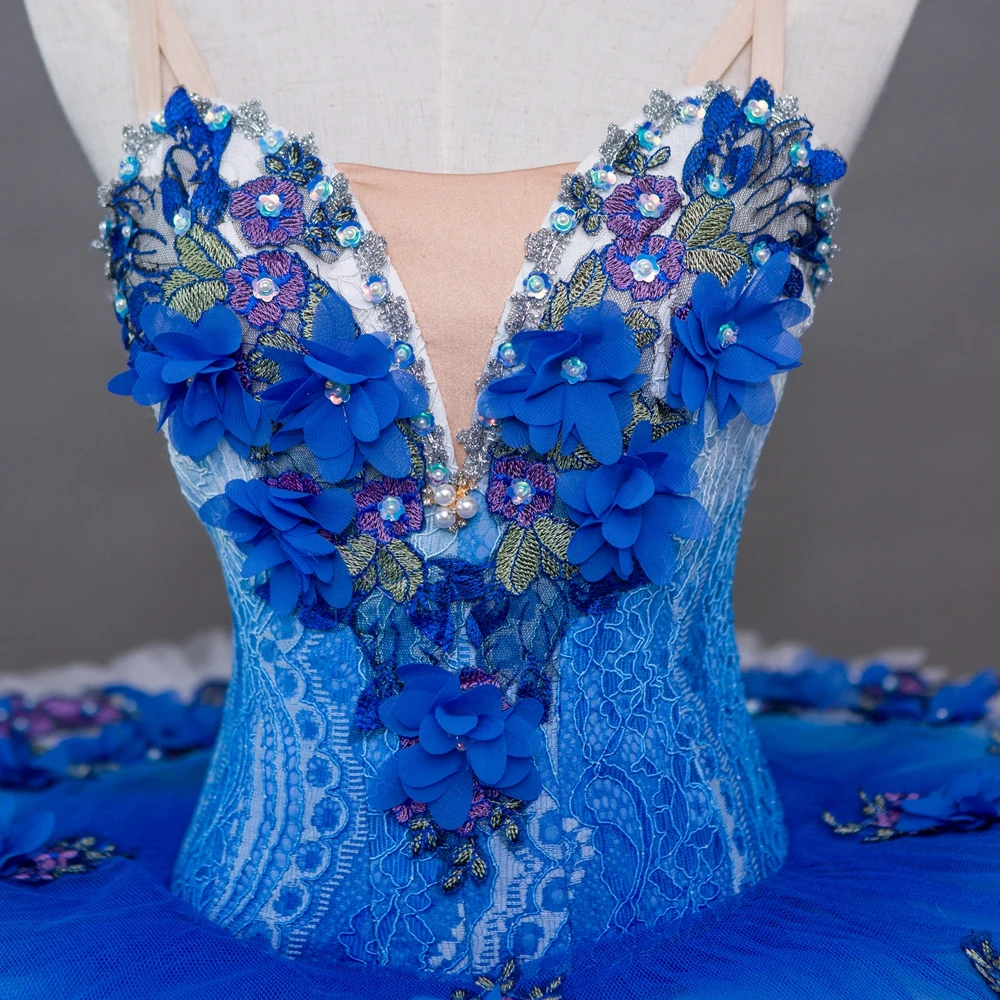 Zila Baleta Tutu Mežģīņu Svārki Sleeping Beauty Skatuves Tērpiem Profesionālās Darbības Zilais Putns Pankūku Tutus Florida Dancewear Attēls 3