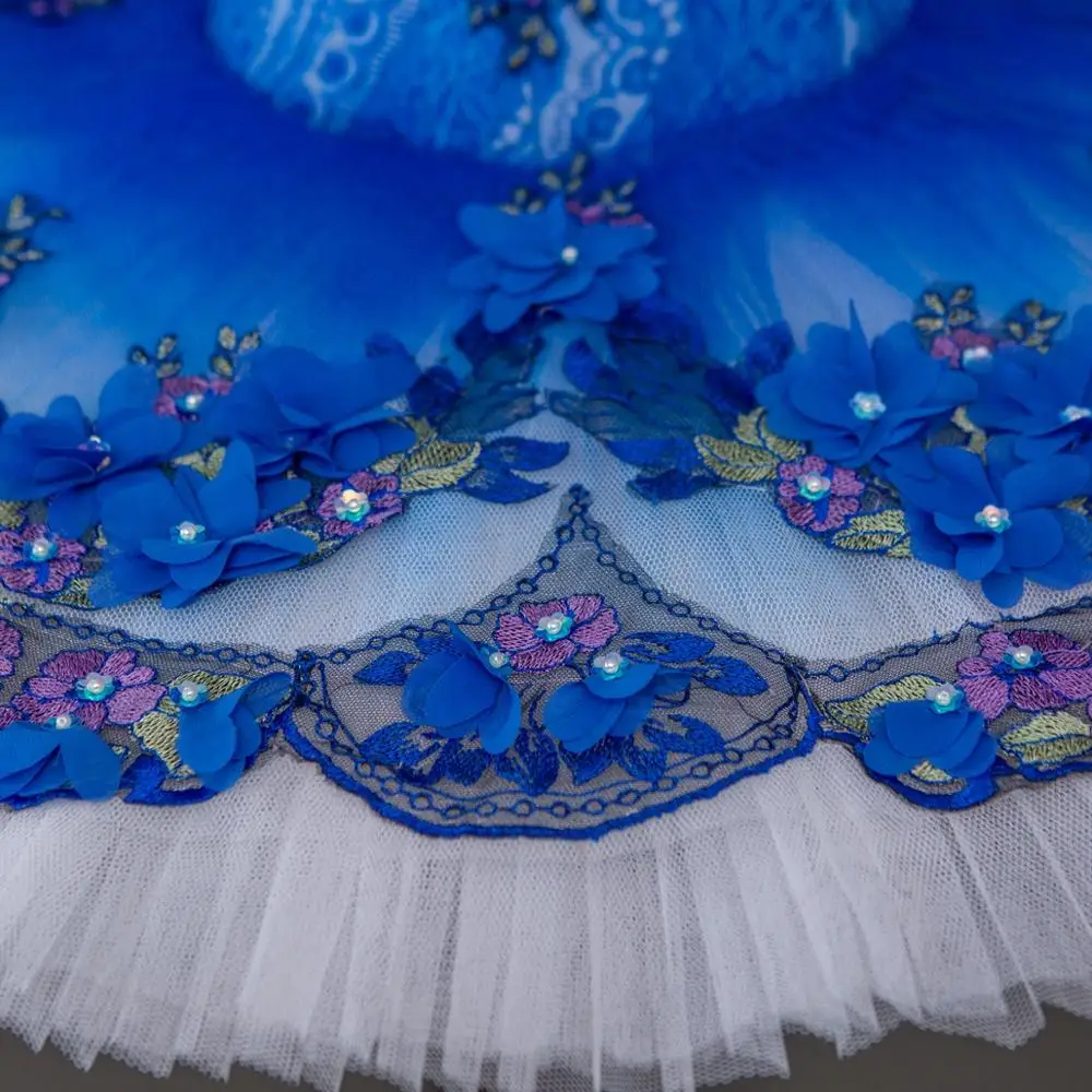Zila Baleta Tutu Mežģīņu Svārki Sleeping Beauty Skatuves Tērpiem Profesionālās Darbības Zilais Putns Pankūku Tutus Florida Dancewear Attēls 4