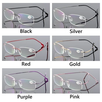 +1.0 +2.0 +2.5 līdz +3.5 Titāna Sakausējuma Lasījumā bez apmales Brilles Anti-Zils Lēcas, Ultra-light Laukumā Elastīgu Brilles Vīrieši Sievietes