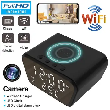 1080p Full Hd Wifi bezvadu Mini Kamera Nakts Redzamības Kustības uztveršanas Pulksteni Videokamera Bezvadu Lādēšanas Modinātājs Cam