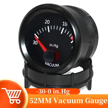 12V Automašīnas Vakuuma Mērītājs -30~0.hg Ar T Caurule PVC Šļūtene White Backlight 52 MM Vakuuma Par Transportlīdzekļa Benzīns