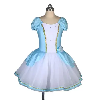 19504 Gaiši zilā spandex bodice deju tērpus baleta tutu meitene & skatuves sniegumu deju kostīmu baleta tutu