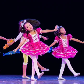 1gb/daudz bērnu salds organza rožu kleita bērni sniegumu deju kleitu 110cm-160cm (labi)