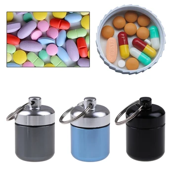 2022 Nelielu Kabatas Pill Box Keychain Alumīnija Sakausējuma Portatīvie Mini Pill Gadījumā, ja Konteiners Maku Ūdensizturīgs Metāla Tableti Turētājs