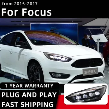 Auto Stils Lukturi Ford Focus LED Lukturu 2015-2017 Lukturi DRL Signālu Projektora Objektīvs Automobiļu Piederumi