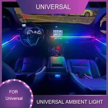 Auto Universālā Simfoniskais Streamer Atmosfēra, Viegls 18 1 LED RGB APP Kontrole Multi-Krāsu DIY Radošo Dekoratīvās Apkārtējā Lampas