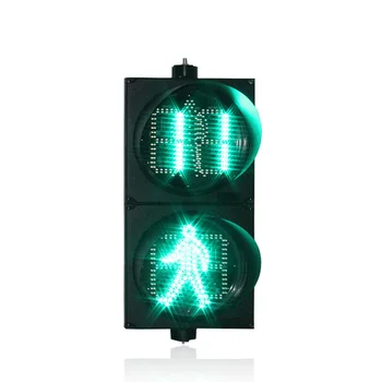 Ceļu krustojuma 300mm sarkans zaļš LED pedetsrian signāls luksofora atpakaļskaitīšanas taimeris