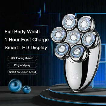 Galvas Skuveklis, Kails Vīriešiem Ūdensizturīgs Elektrisko Skuvekli 6D Peldošas Galvas LED Displejs, USB Maksas Kopšanas Komplekts Bārdas Trimmeris Vīriešiem