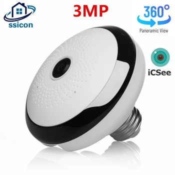 ICSee 3MP Bezvadu Panorāmas 360 Fotokameras Smart Mājas Iekštelpu Mini WIFI, Kamera Video Novērošanas Drošības Aizsardzība
