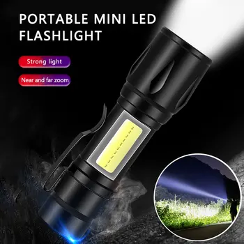Iebūvēts Akumulatora LED Lashlight Portatīvo Uzlādējams Zoom Lampas Ūdensizturīgs Mini Flash Gaismas Āra Kempings Pārgājienu Lāpu Apgaismojums