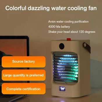 Jauns Mini Gaisa Kondicionētājs, Ventilators Ar 7-Krāsu Nakts Gaisma Mazu Pārnēsājamu Usb Negatīvo Jonu Mitrināšanas Ventilators Office Desktop