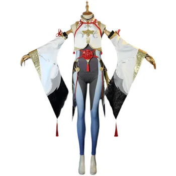 Jaunu Kontu Spēle Genshin Ietekmes Cosplay Shenhe Kostīmi Aanime Projekta Ledus Elements Halloween Sieviešu Jumpsuit Stulpiņi, Topi Komplekts