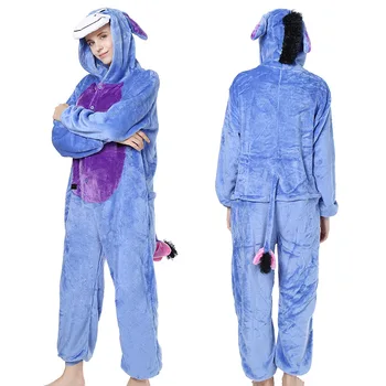 Kigurumi Zilā Donkey Pidžamu Dzīvnieku Puse Cosplay Kostīmu Flaneļa Onesies Spēle Karikatūra Dzīvnieku Sleepwear