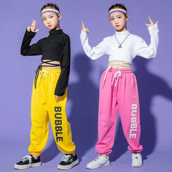 Meitene Hip Hop Treniņbikses Meitenes Vasaras Print T-krekls Ielu Deju Valkāt Bikses Bērniem Jogger Streetwear Bērnu Džeza Kostīms Apģērbu Komplekts