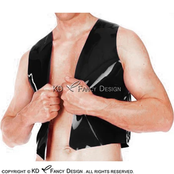 Melnā Seksīgā Lateksa Veste Ar Apaļu Apkakli Gumijas Tvertnes Augšpusē Apģērbu YF-0072