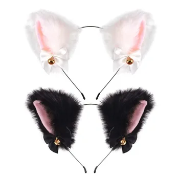 Skaisti Masku Halloween Kaķu Ausis Cepures Cosplay Kaķa Auss Anime Party Kostīms Bell Cepures Galvas Matu Aksesuāri