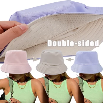 Unisex Double-sided Spaini Cepures Sieviešu Vasaras Sauļošanās Panamas Cepure Vīriešiem Cietā Sunbonnet Fedoras Āra Zvejnieka Cepure Pludmale Cap