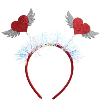 Valentīna Diena Sequin Galvu Mirdzēt Vizulis Hairband Festivāls Sirds Formas Cepures Jauno Gadu, Kāzas, Dzimšanas Dienas Galvassegu