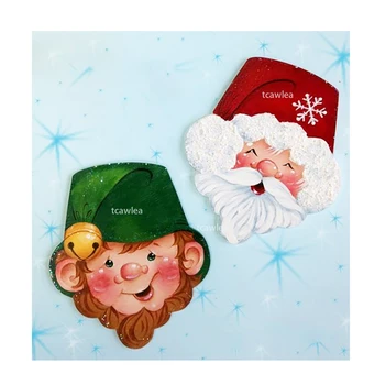 Ziemassvētku Elves Santa Claus Sejas Griešanas Mirst Priecīgus Ziemassvētkus Metāla Trafaretu Uz DIY Scrapbooking Kartes Kuģiem